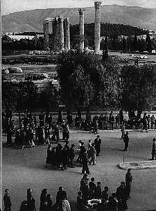 Procession of victims of the attack on demonstrators in Syntagma Square passes the Temple of Olympian Zeus on the way to be buried